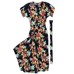 Vintage 80’s Karen Alexander black tropical dress
